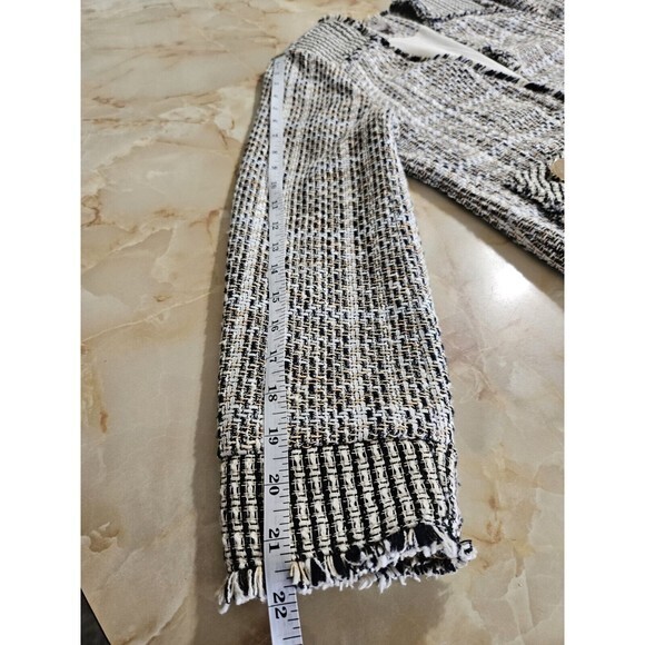 Chicos Tweed Frayed Fringe Blazer Size 0 Petite or Small‎ Petite - Picture 9 of 10